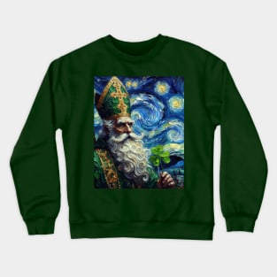 Saint Patrick Clover at Starry Night Crewneck Sweatshirt